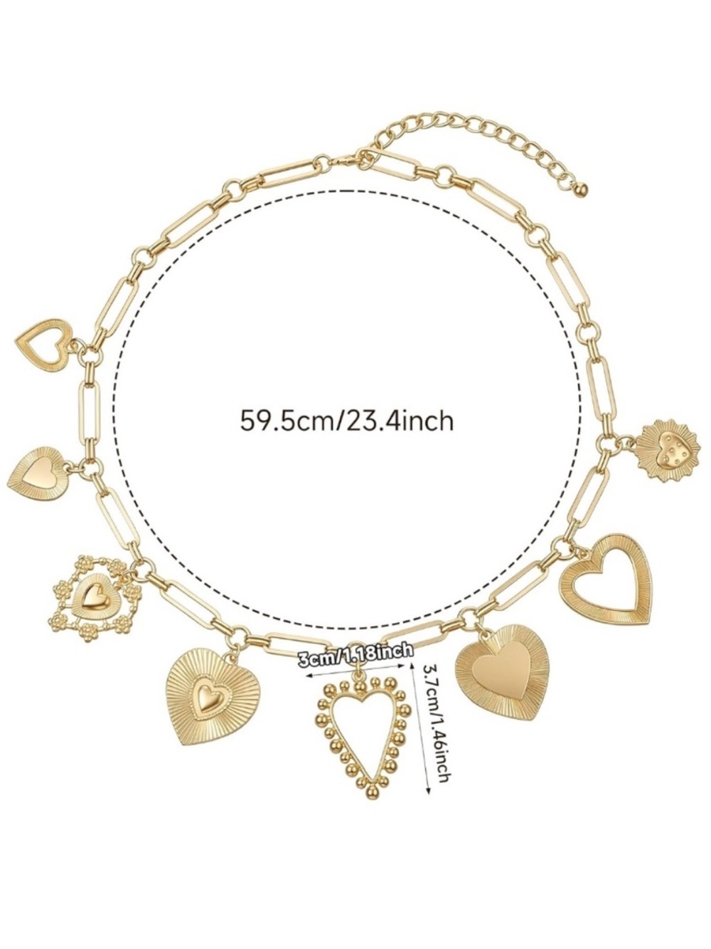 Anthropologie Gold Heart Charm Link Necklace - Picture 3 of 3